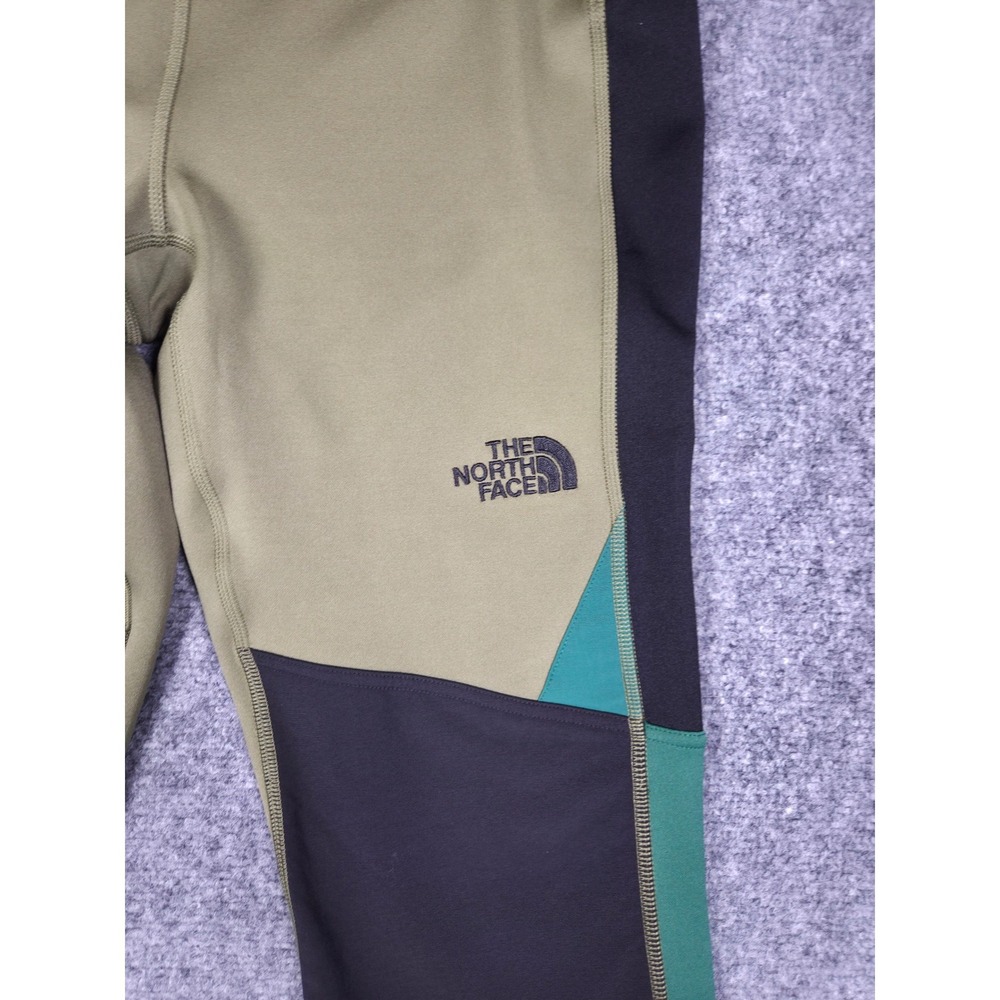 The North Face Steep Tech Leggings Womens L Olive Green Black Fleece Tights - Picture 2 of 13